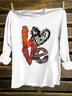 Crew Neck Cotton-Blend Western Style Text Letters T-Shirt