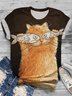 Casual Cat Crew Neck Jersey T-Shirt
