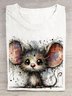 Funny Mouse Printed Round Neck T-shirt