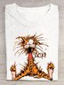 Casual Cotton Cute Cat Art Print Crew Neck T-Shirt